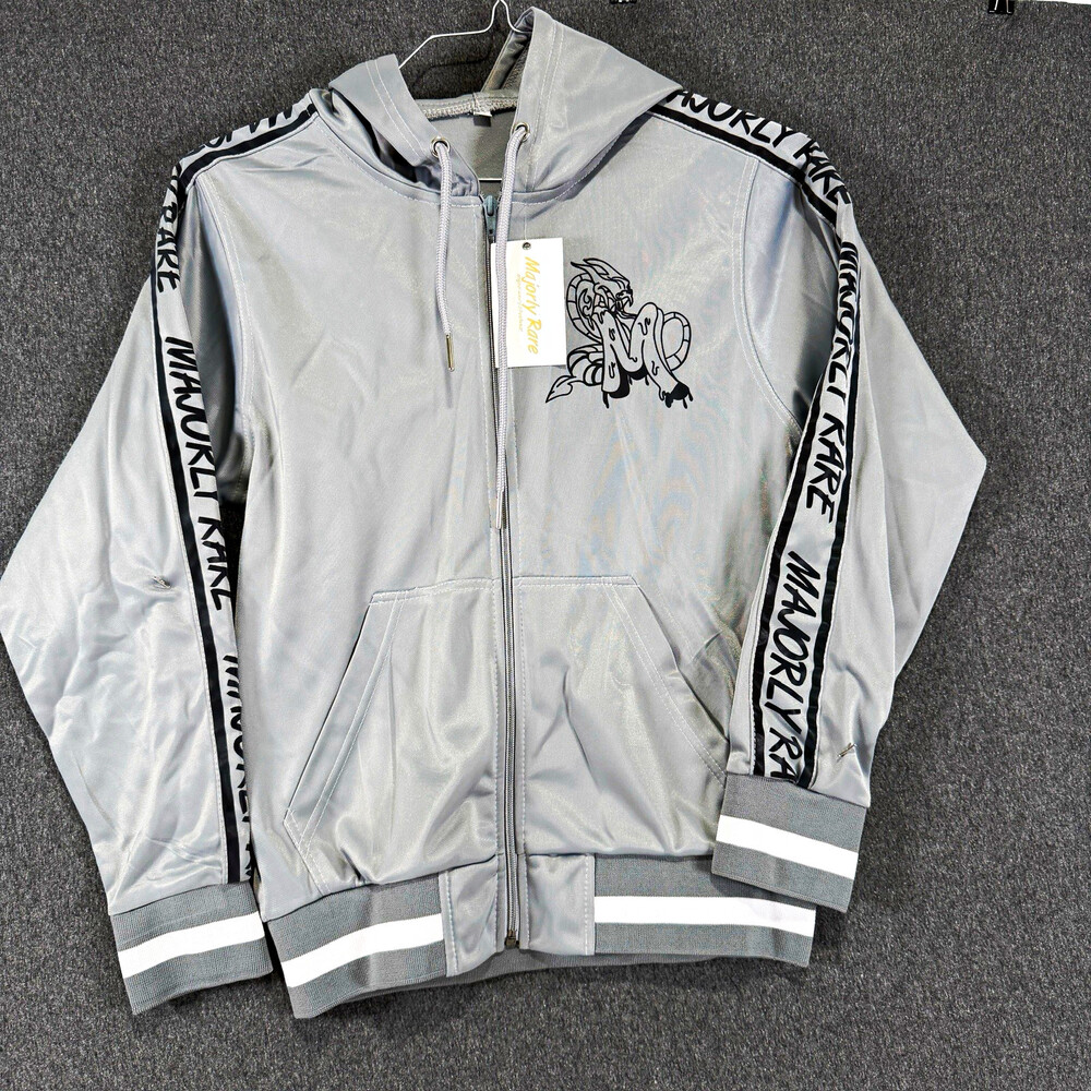 Majorly Rare Gray Snake Graphic Full Zip Hoodie Jacket Size Small Streetwear